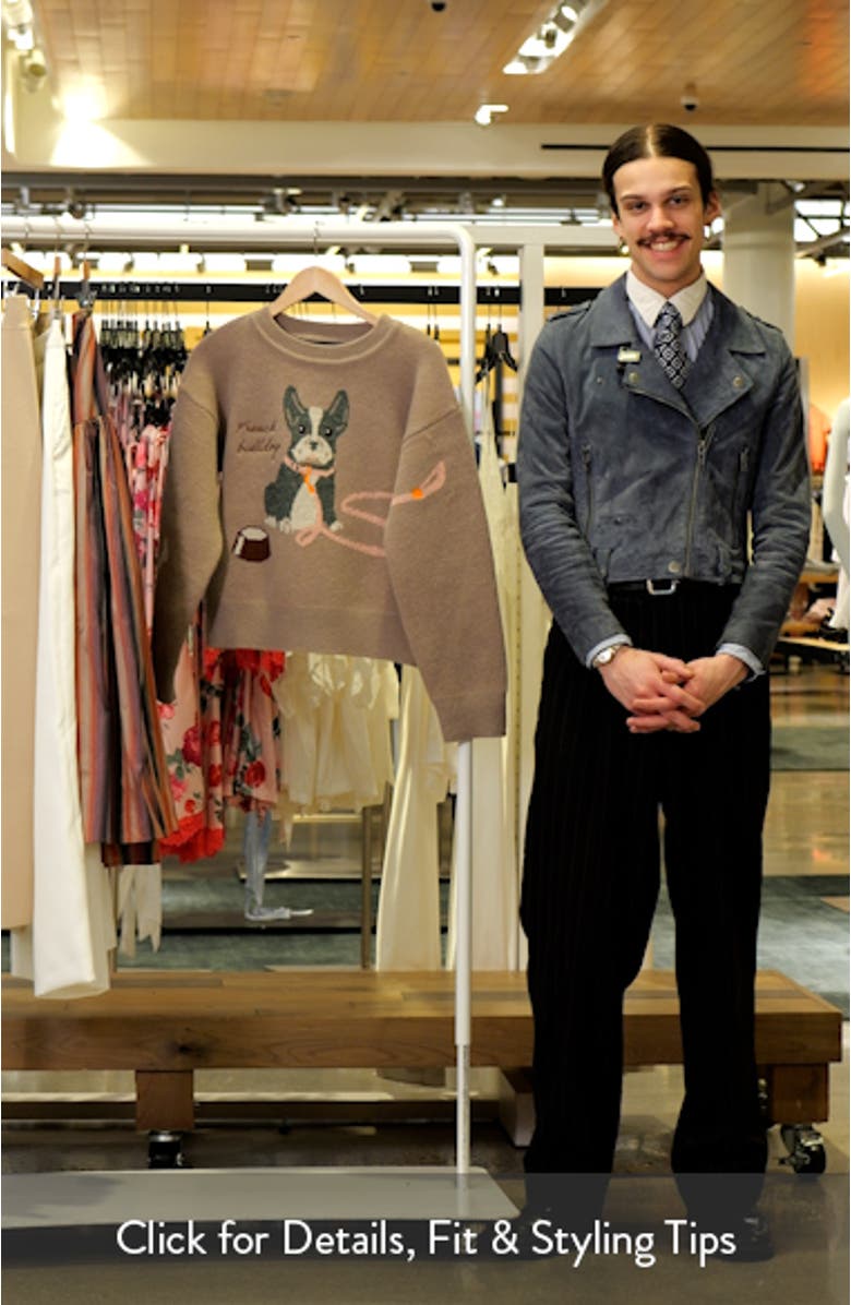 Embroidered French Bulldog Intarsia Sweater, sales video thumbnail