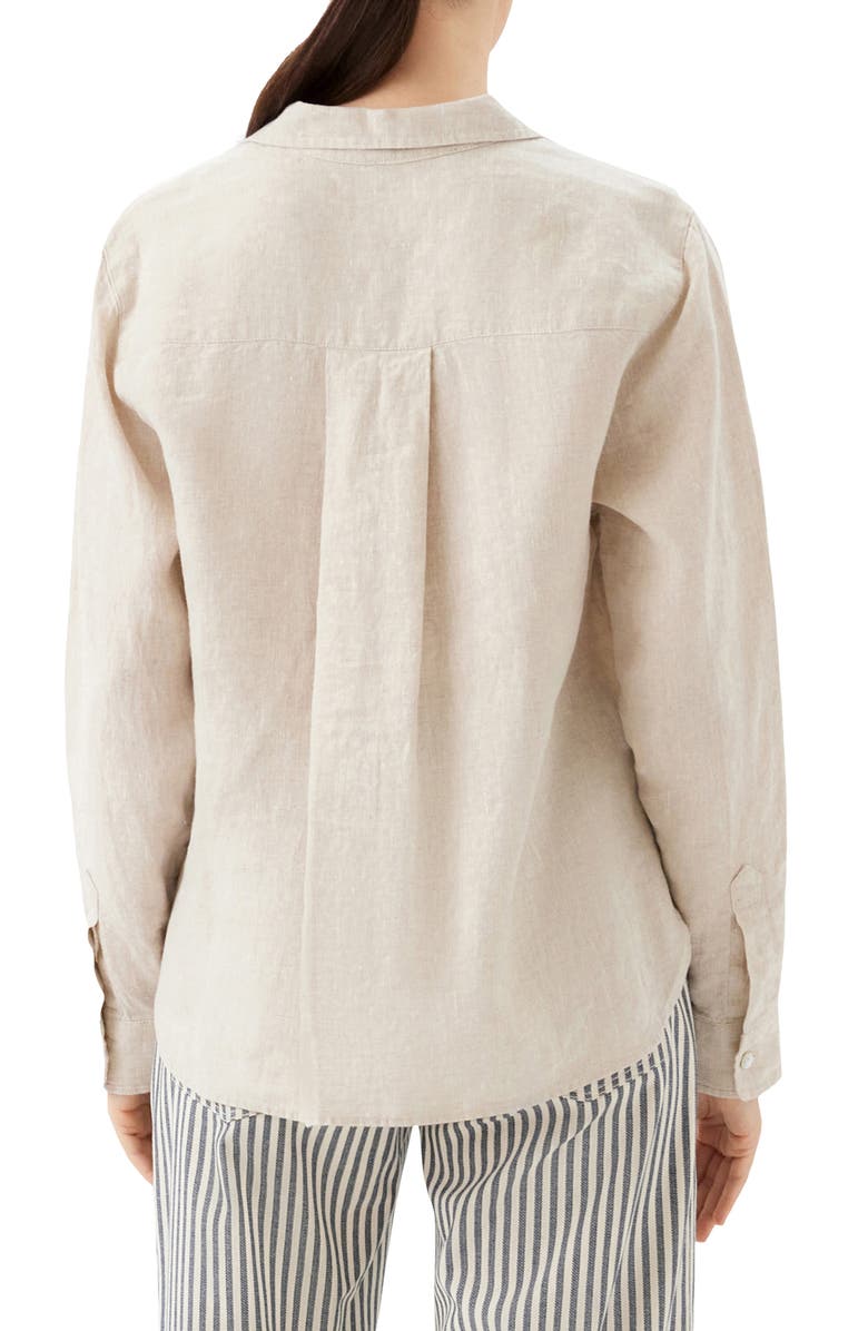 Karen Kane Linen Button-Up Shirt, Alternate, color, Oatmeal