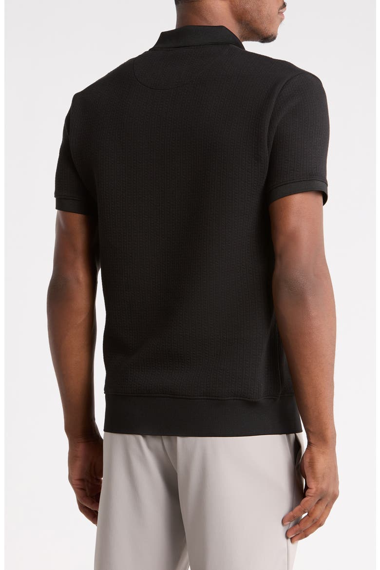 Vertical Texture Zip Polo, Alternate, color, BLACK