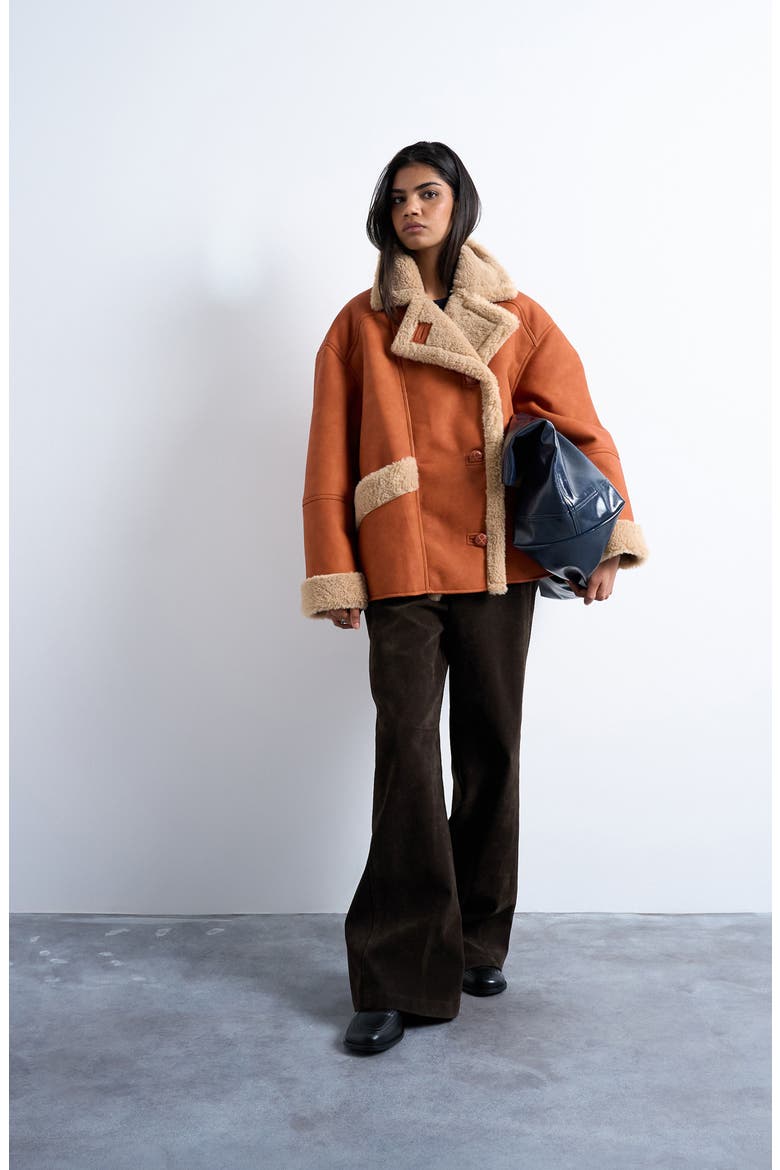 Faux Shearling Oversize Car Coat, Alternate, color, TAN MULTI