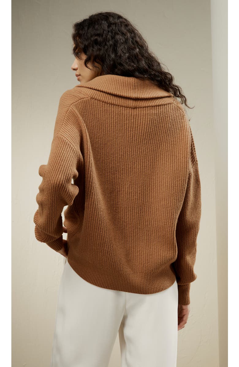 Lilysilk Wool Knit Shawl Collar Cardigan, Alternate, color, Toffee
