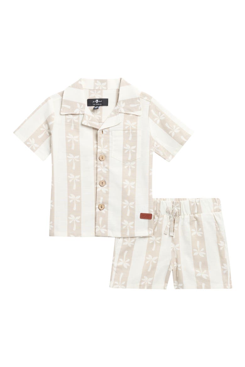 Cotton & Linen Cabana Shirt & Shorts Set, Main, color, VANILLA