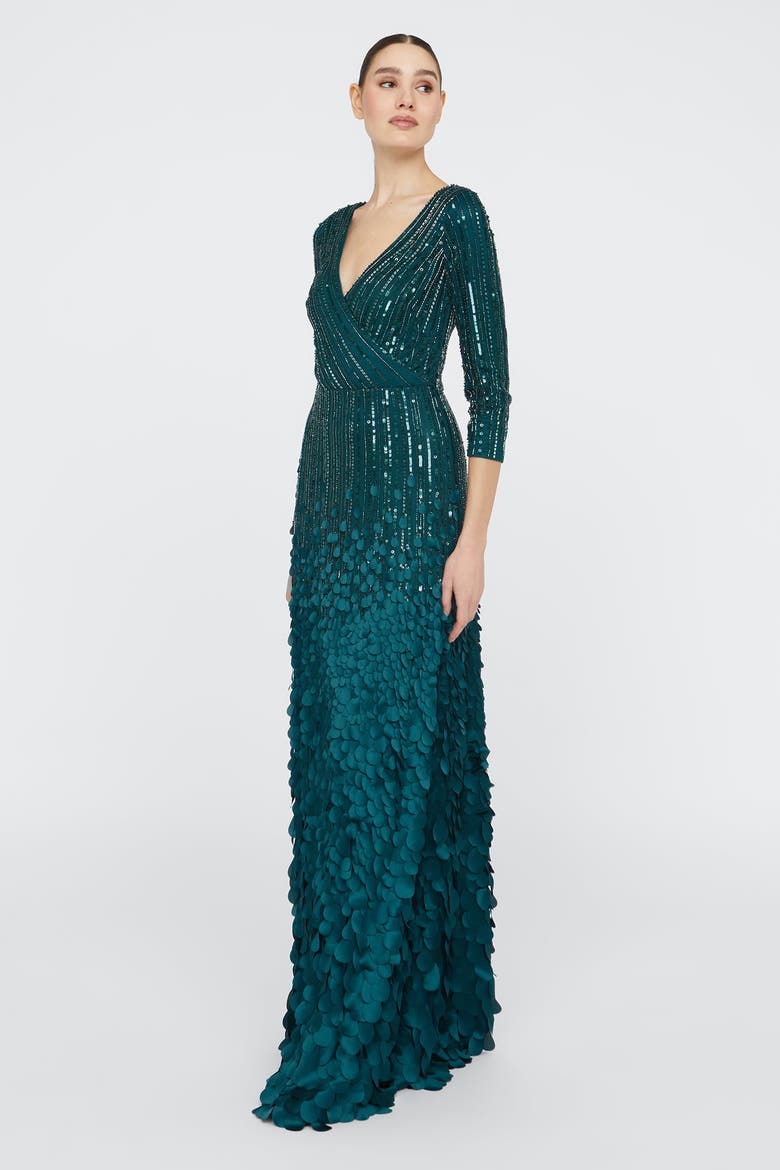 Arabella Beaded Gown, Alternate, color, Poseidon