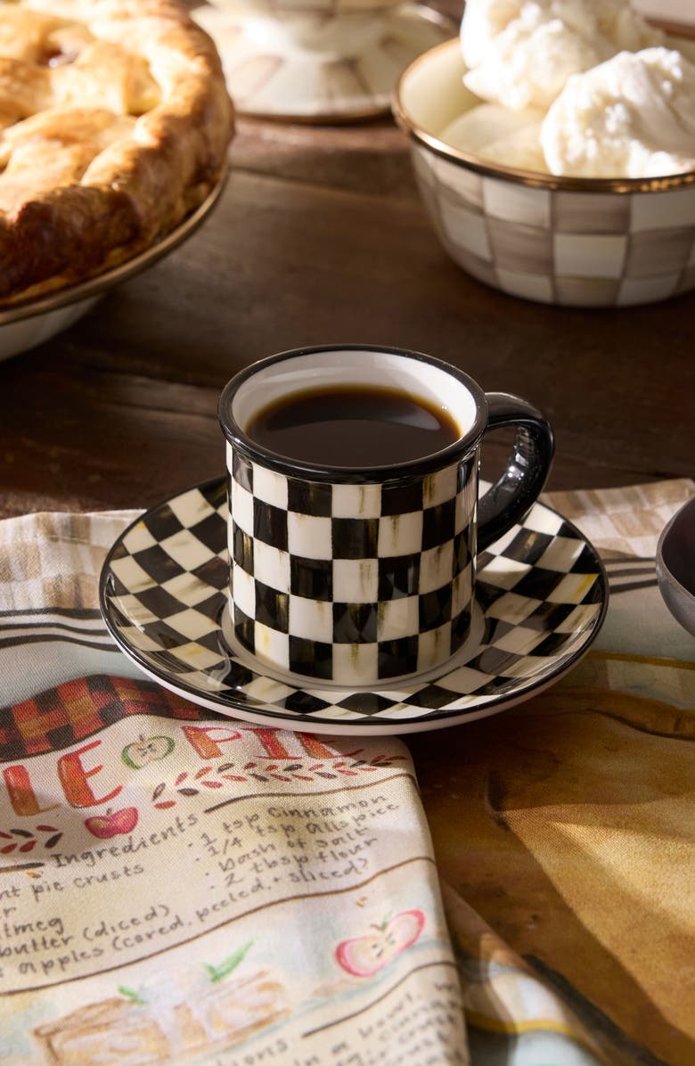 MACKENZIE CHILDS Courtly Check Set of 2 Espresso Cups & Saucers, Alternate, color, Courtly