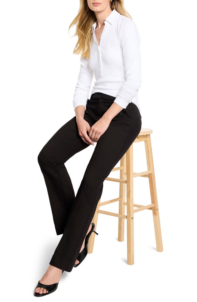 NIC+ZOE Perfect Knit Rib Long Sleeve Polo, Alternate, color, Paper White