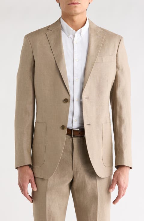 Solid Notch Lapel Linen Sport Coat (Short, Regular & Long)