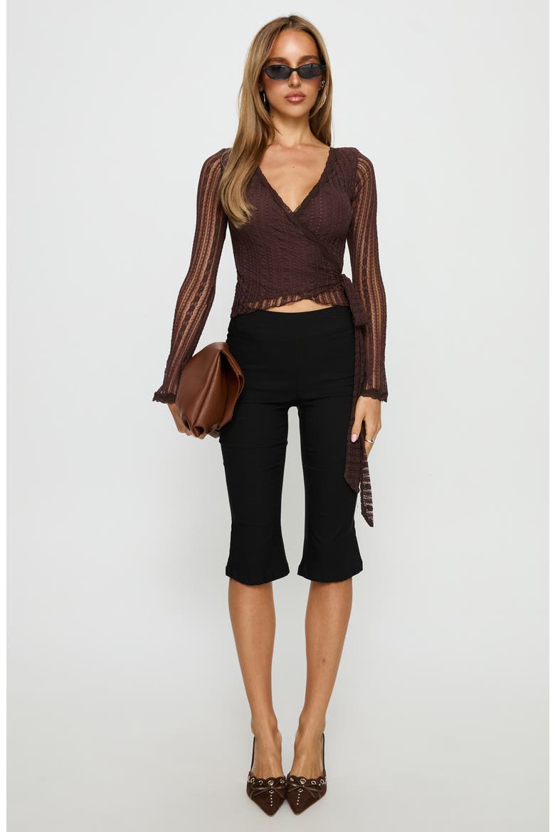 Tevon Lace Wrap Top, Alternate, color, BROWN