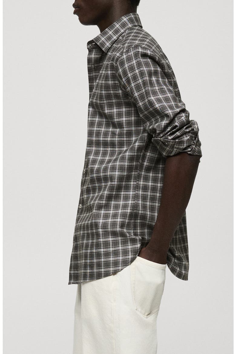 Regular Fit Plaid Cotton Button-Up Shirt, Alternate, color, GREY