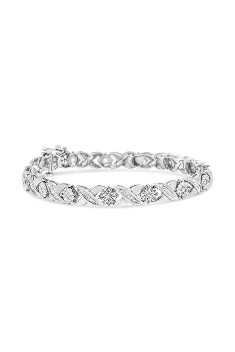 Silver 1.0 Cttw Diamond Miracle-Set X-Link Tennis Bracelet, Main, color, White