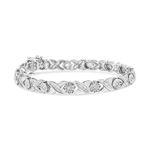 Silver 1.0 Cttw Diamond Miracle-Set X-Link Tennis Bracelet