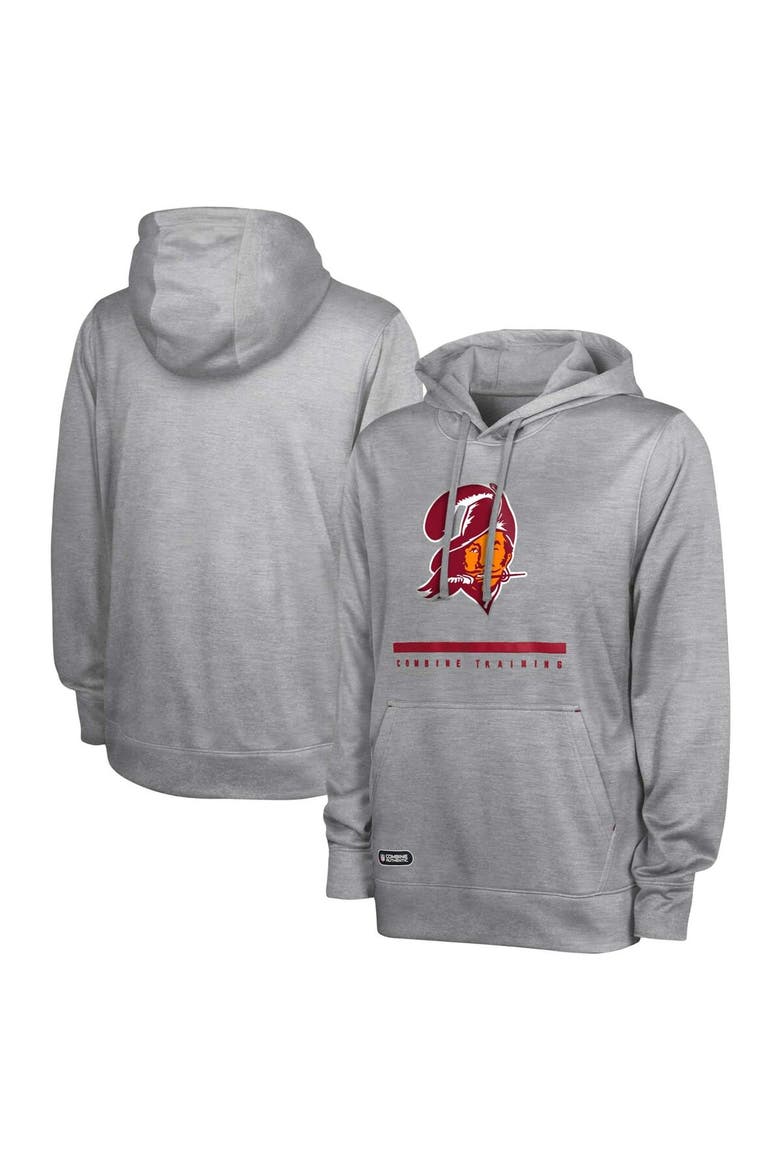 Men's Heather Gray Tampa Bay Buccaneers Grid Drill Streak Fleece Pullover Hoodie, Main, color, Heather Gray