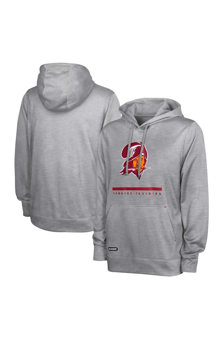 Outerstuff Men's Heather Gray Tampa Bay Buccaneers Grid Drill Streak Fleece Pullover Hoodie, Main, color, Heather Gray