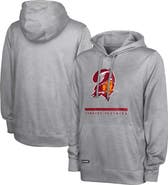 Outerstuff Men's Heather Gray Tampa Bay Buccaneers Grid Drill Streak Fleece Pullover Hoodie