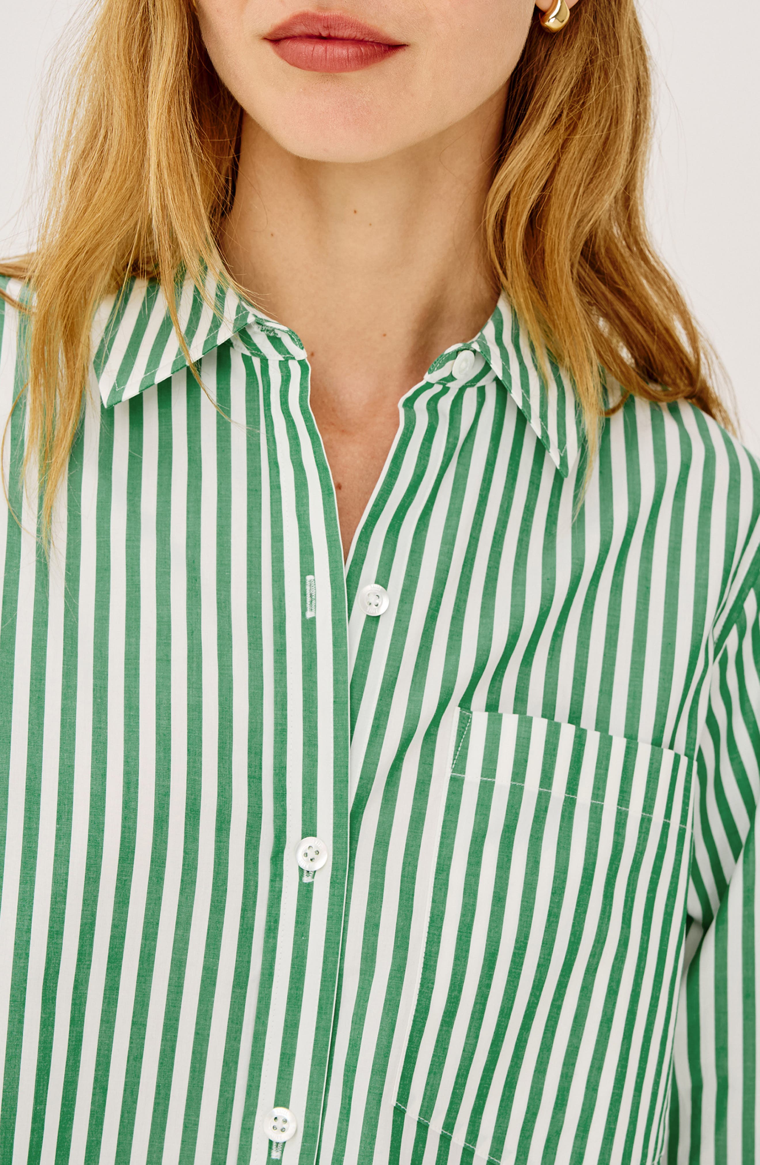 Rails Ramy Stripe Cotton Blend Crop Button-Up Shirt (Women) | Nordstromrack