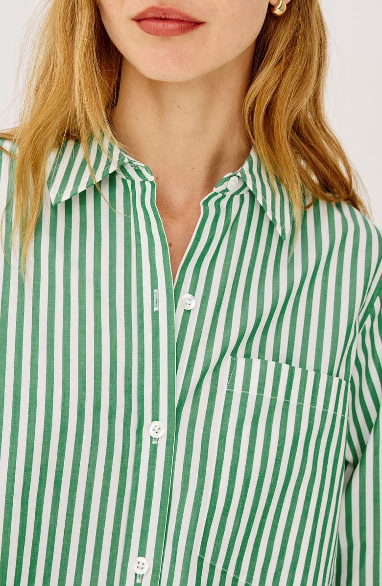 Rails Ramy Stripe Cotton Blend Crop Button-Up Shirt, Alternate, color, Emerald Stripe