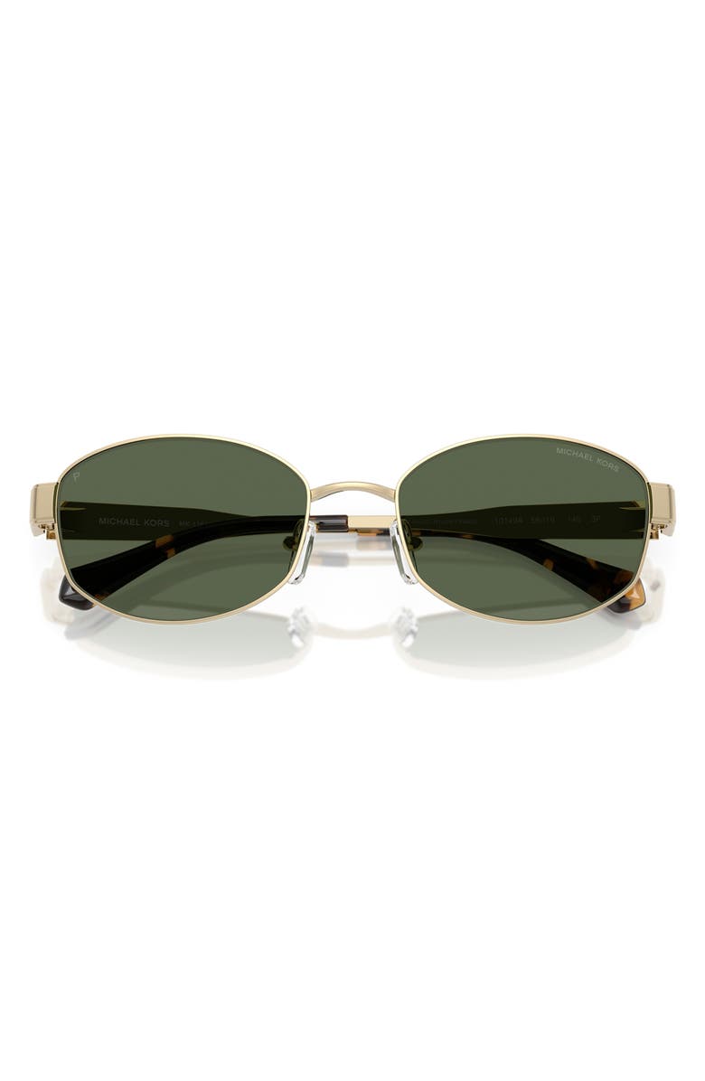 Michael Kors Monte Carlo 56mm Polarized Oval Sunglasses, Alternate, color, Light Gold / Green Mono Polar