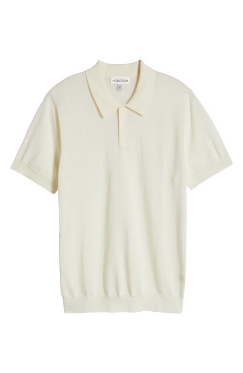 Nordstrom Merino Wool & Silk Polo Sweater In Ivory Pristine
