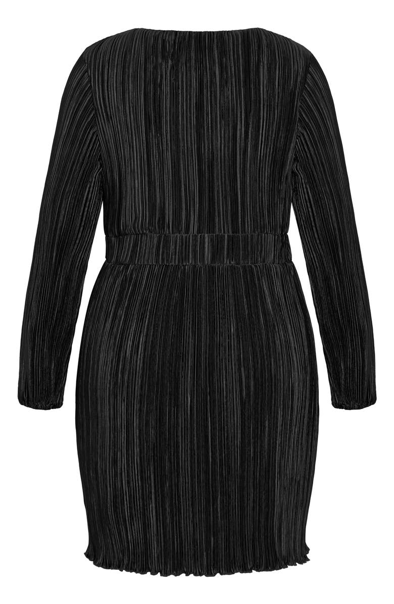 City Chic Macie Plissé Long Sleeve Faux Wrap Dress, Alternate, color, 