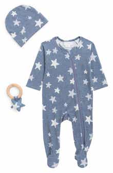 Toby Watercolor Stars Footie, Hat & Teether Set