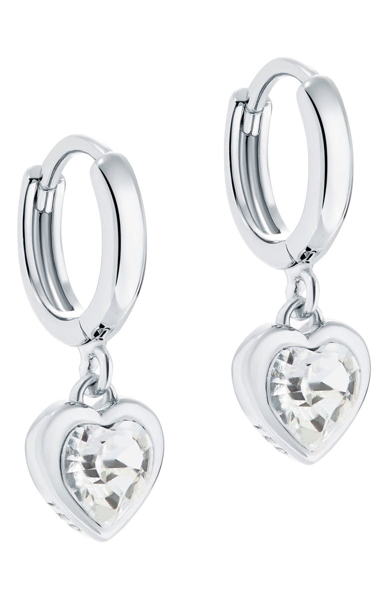 Ted Baker London Hanniy Crystal Heart Huggie Hoop Earrings, Main, color, 