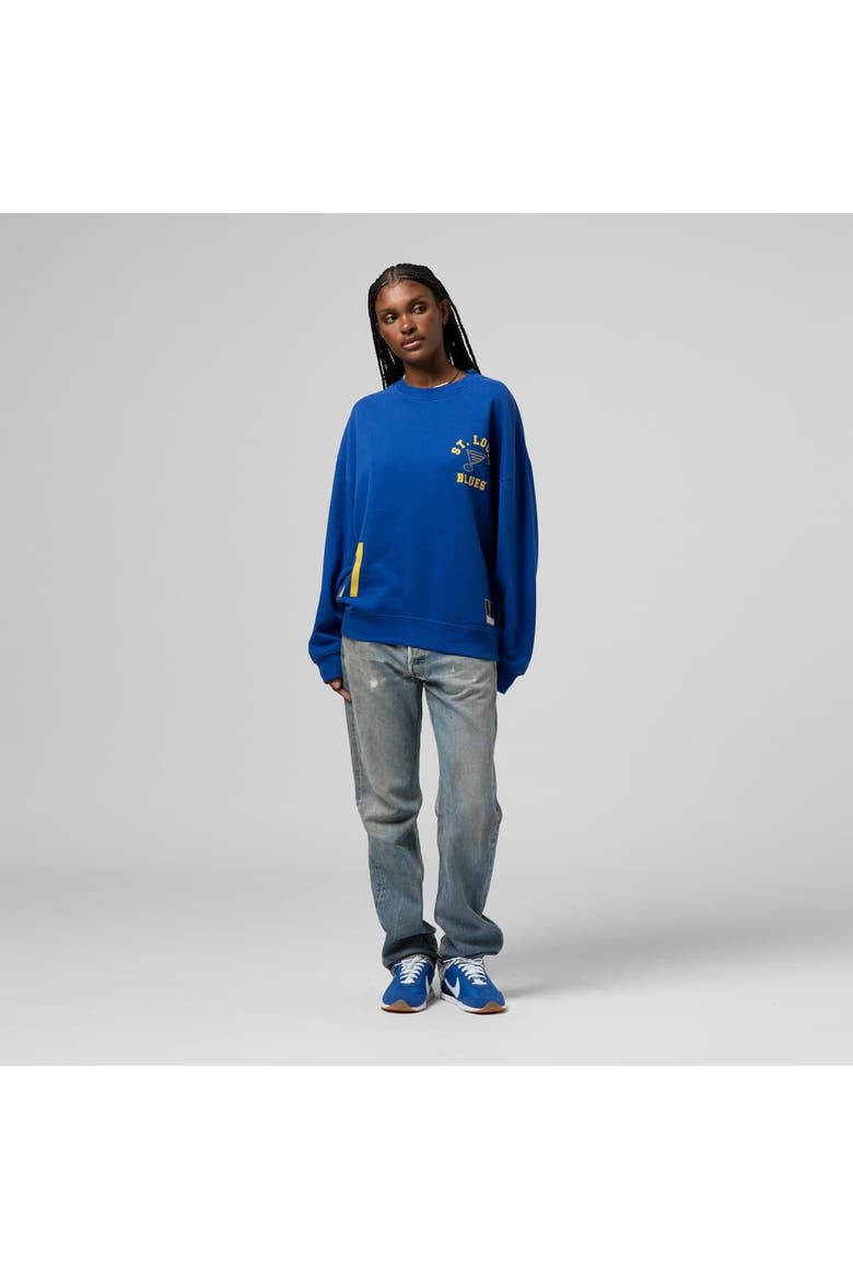 Women's Mitchell & Ness Blue St. Louis Blues Vintage Crewneck Sweatshirt, Alternate, color, Blue