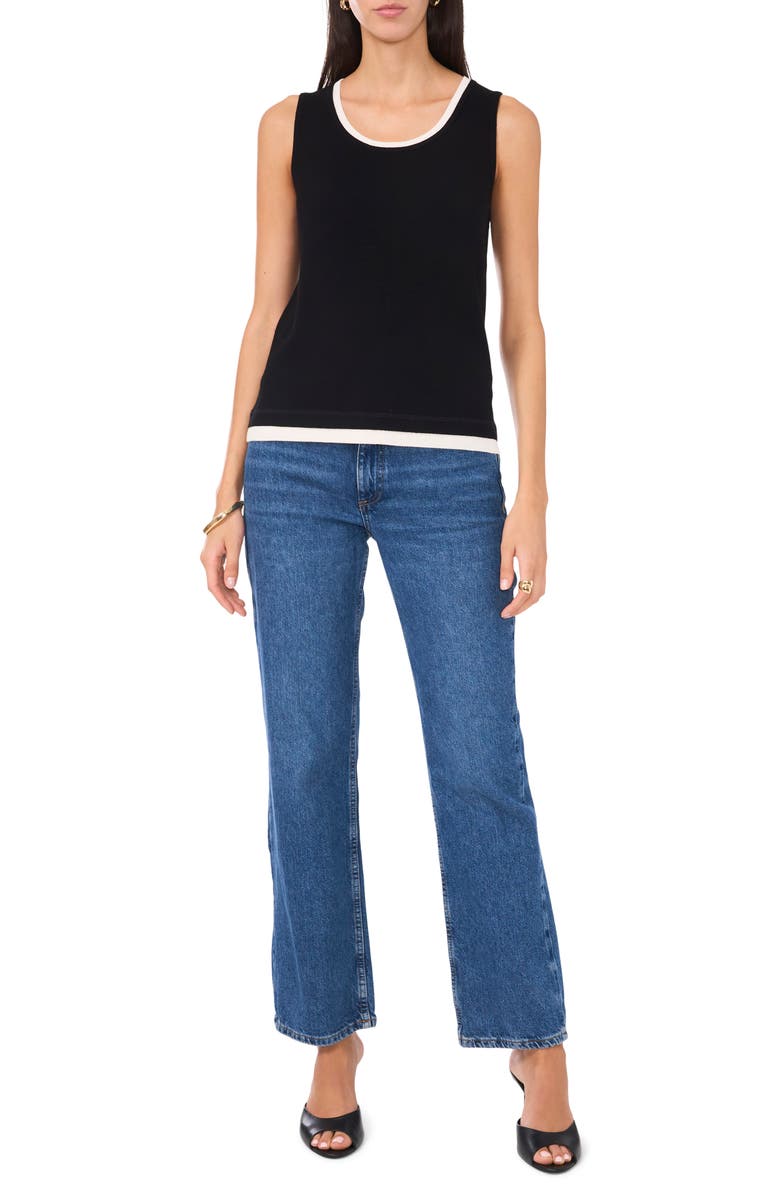 Vince Camuto Contrast Trim Sleeveless Sweater, Alternate, color,