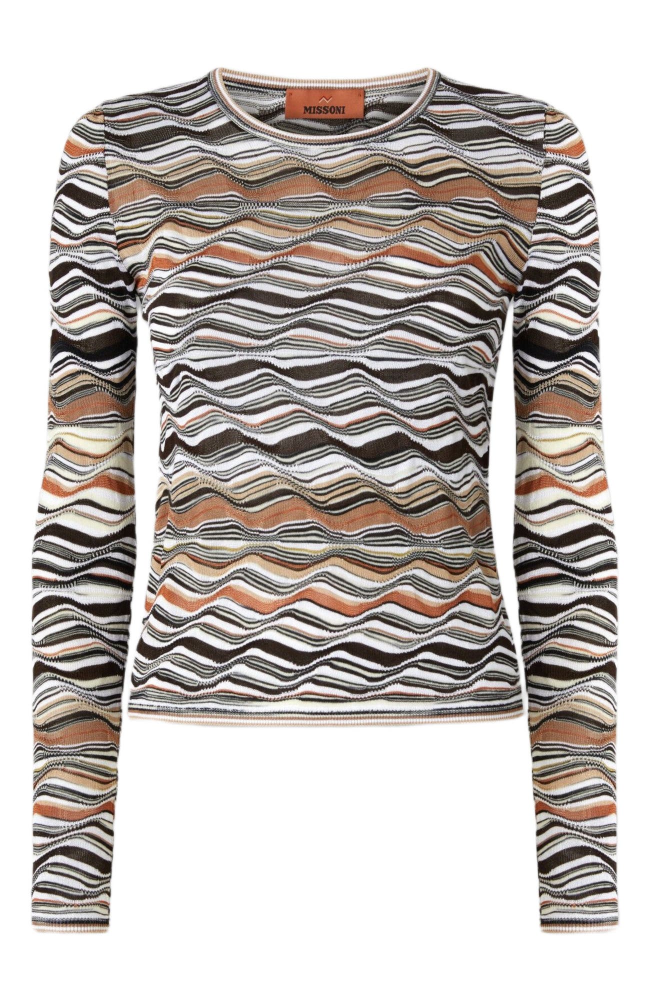 Crew Neck Sweater With Wave Pattern - image 2