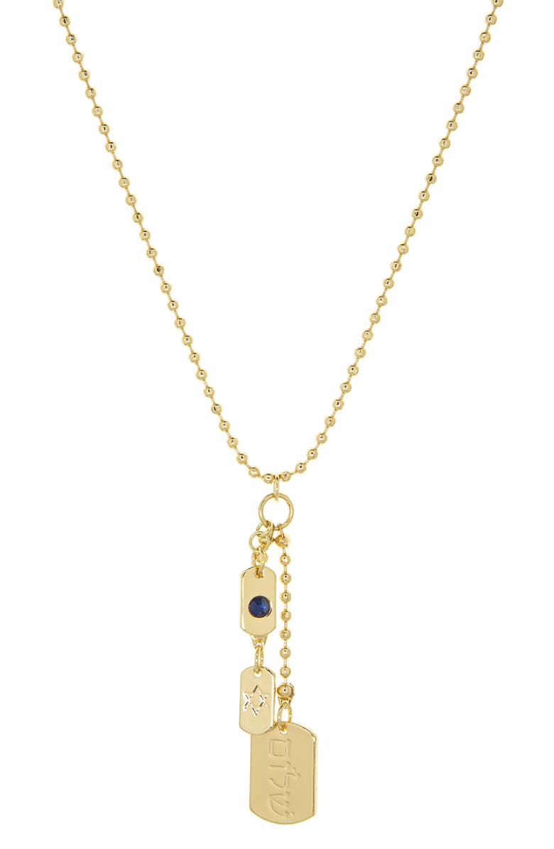 MARLYN SCHIFF Shalom Charm Necklace, Main, color, Gold Plated