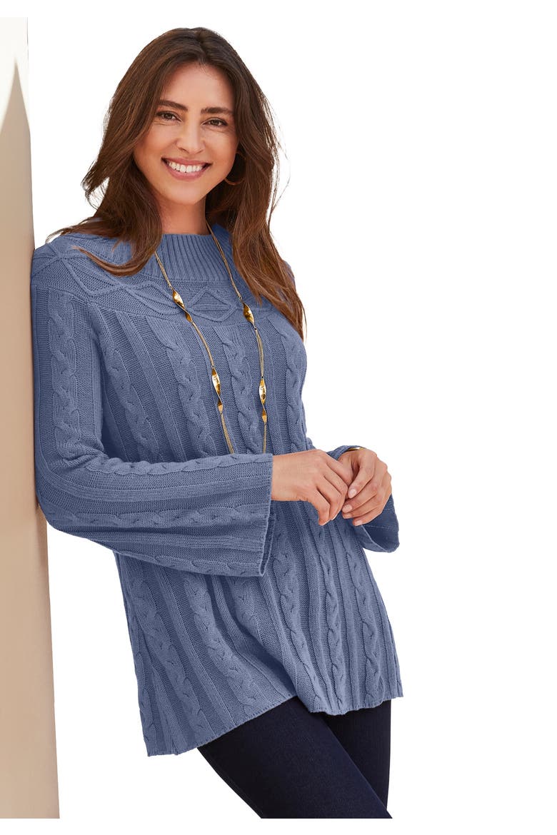 Cable Sweater Tunic, Main, color, SLATE GREY