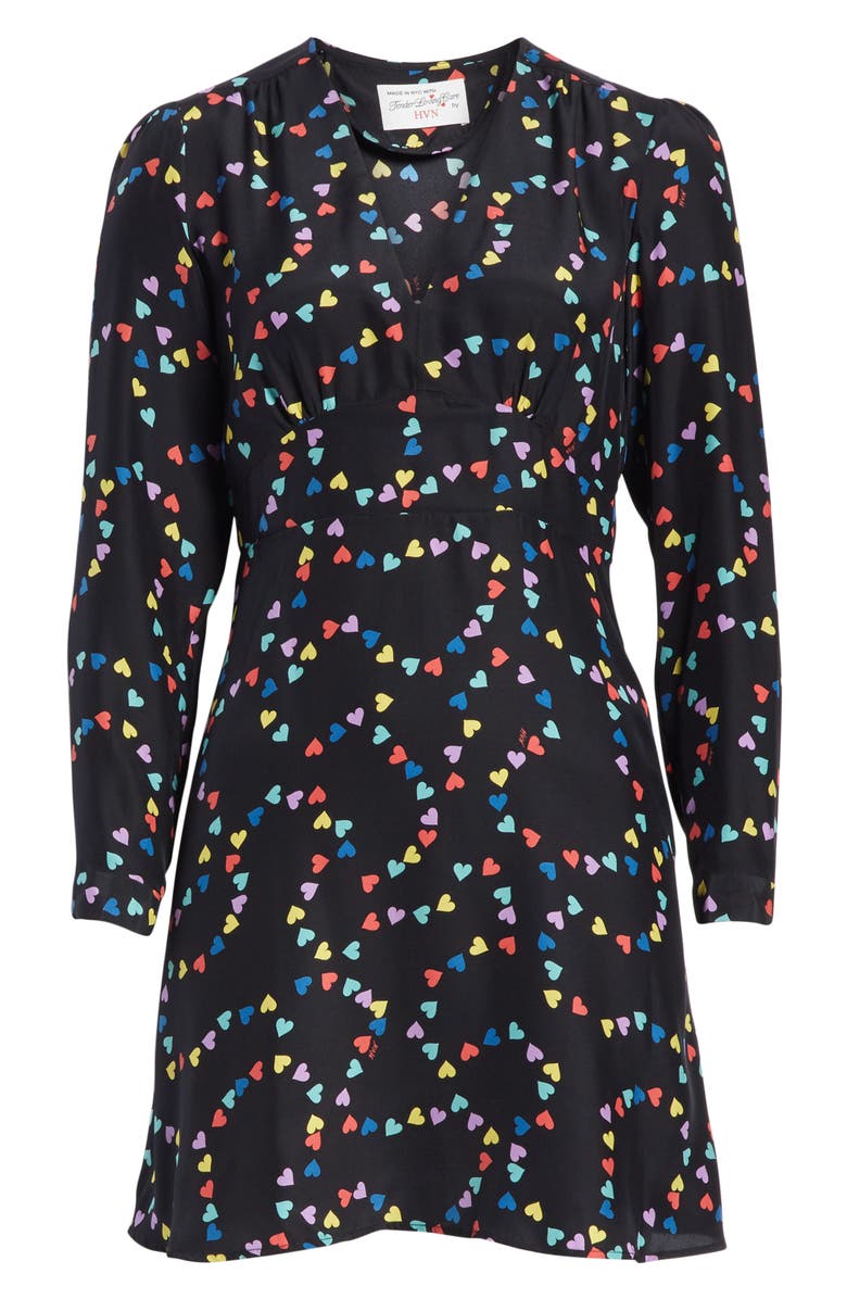 HVN Hoover Long Sleeve Silk Minidress, Alternate, color, 