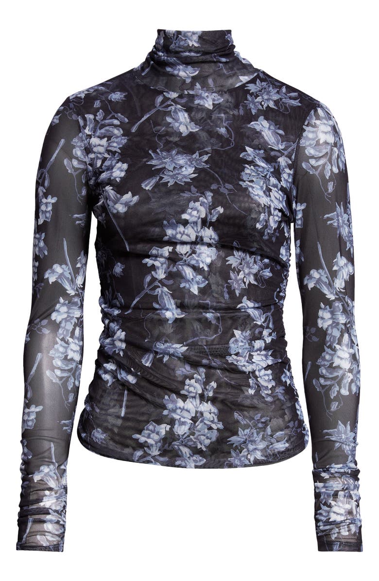 Cinq à Sept Coastal Floral Long Sleeve Mesh Top, Alternate, color, 