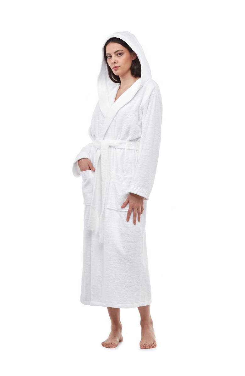 ARUS Paradise Womens Hooded Cotton Bath Robe, Alternate, color, White