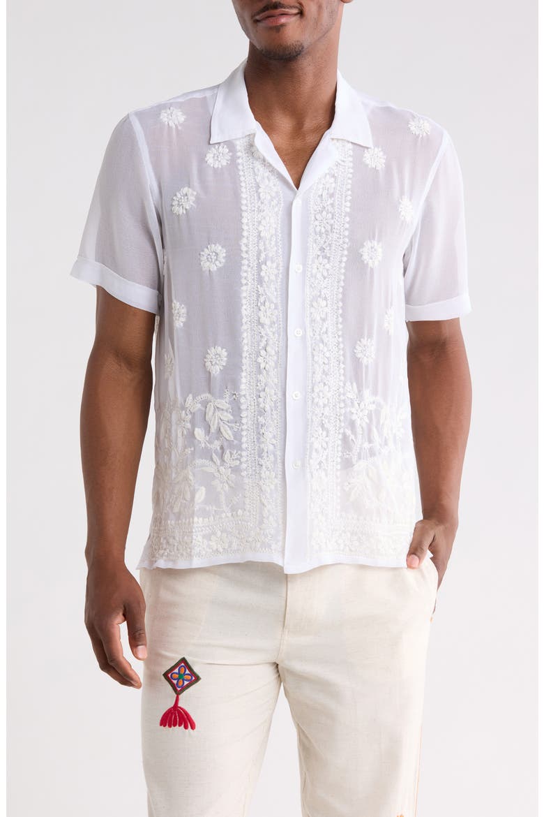 Pranit Short Sleeve Button-Up Shirt, Main, color, EGGSHELL
