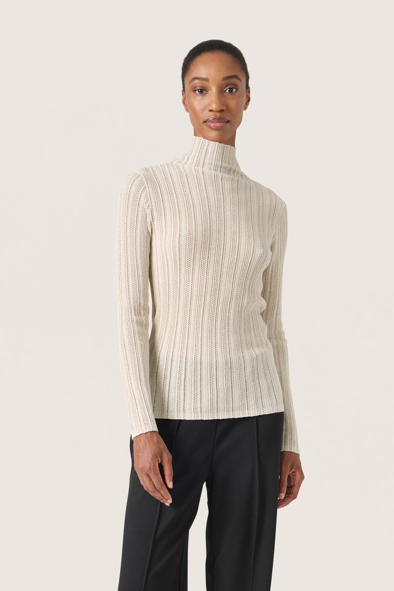 SLLaisa Metallic Turtleneck Pullover, Main, color, Silver