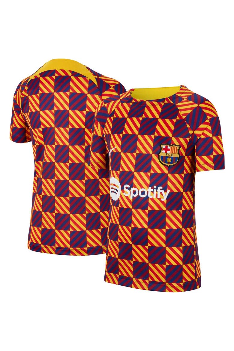 Youth Nike Yellow Barcelona Pre-Match Top, Main, color, Yellow