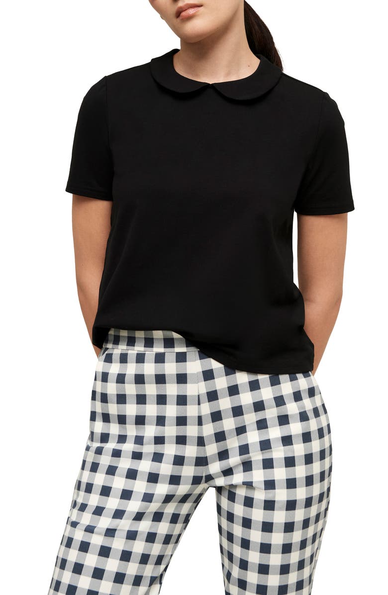 Isaac Mizrahi New York Peter Pan Collar Cotton T-Shirt, Main, color,