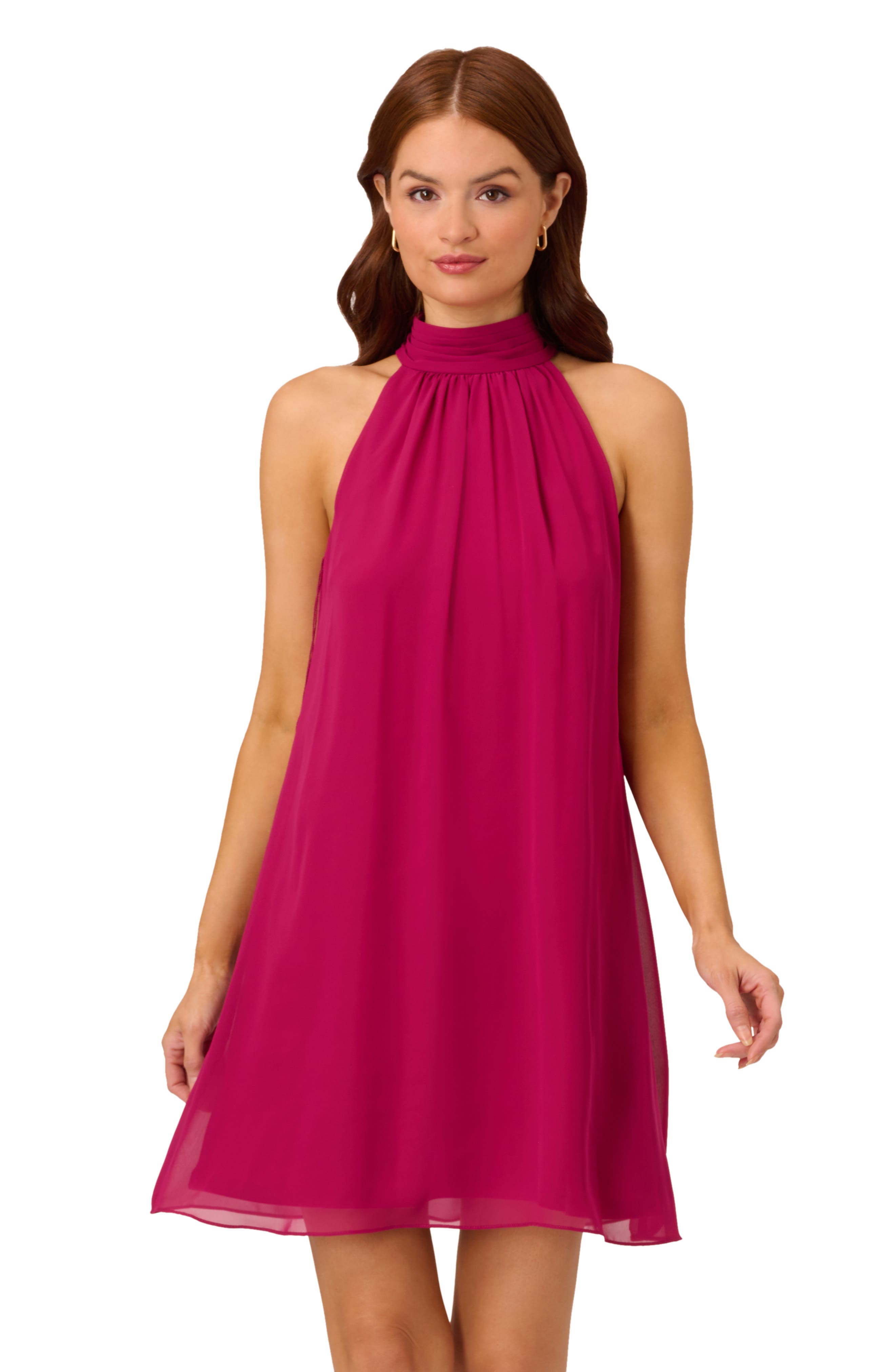 Adrianna Papell Halter Neck Chiffon Dress — фото 6