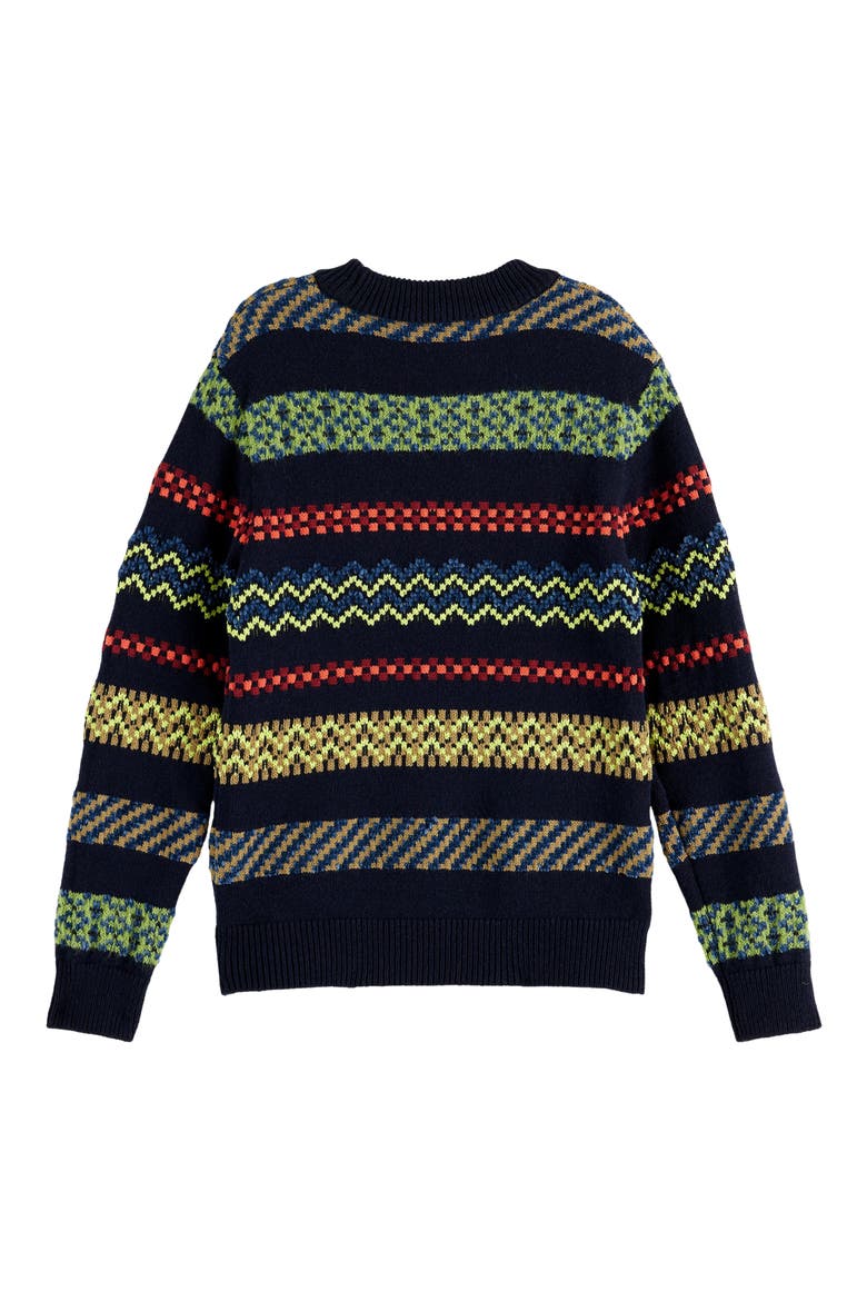 Kids' Relaxed Fit Jacquard Sweater, Alternate, color, FAIR ISLE ANTHRACITE