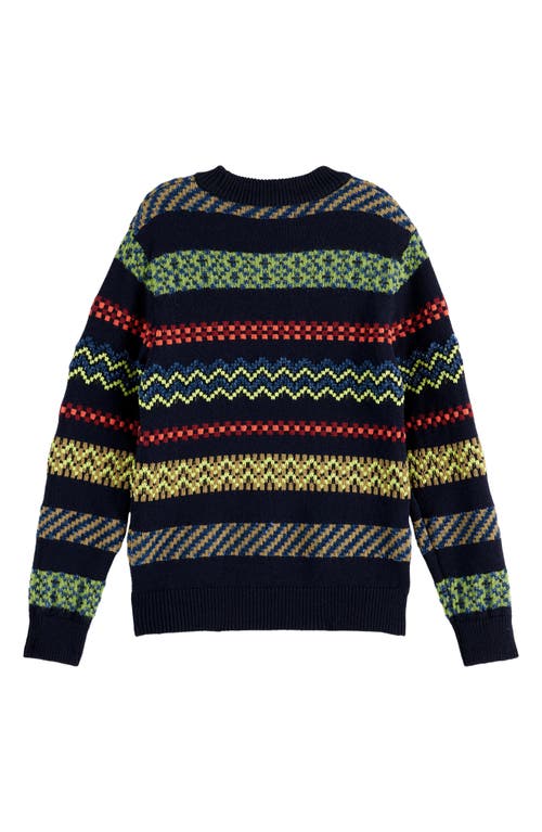 Scotch & Soda Kids' Relaxed Fit Jacquard Sweater In Multi