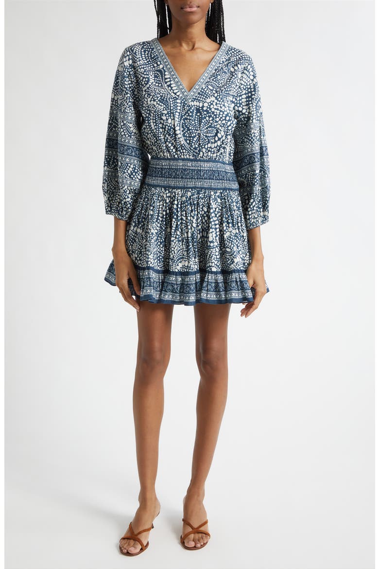 April Mixed Print Cotton Minidress, Main, color, NAVY DOT