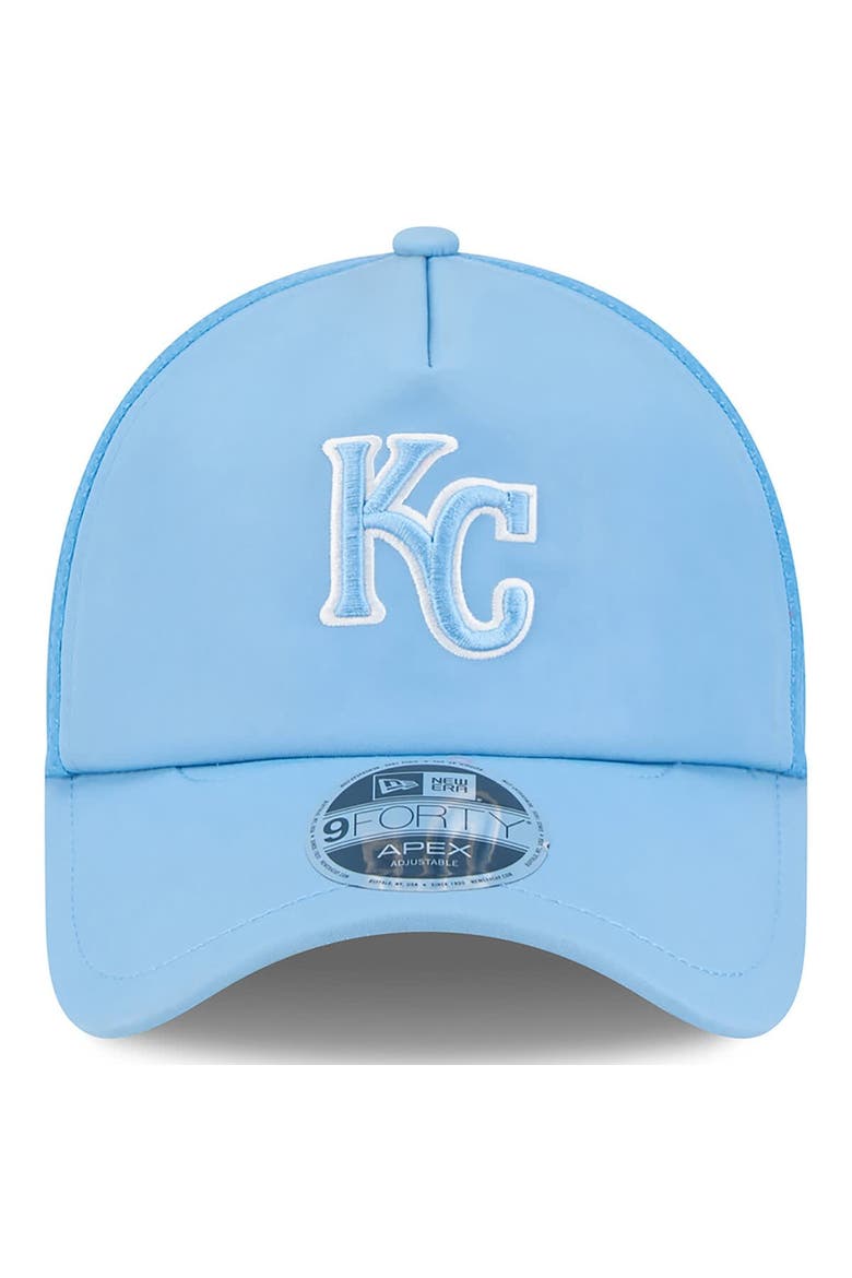 Men's New Era Light Blue Kansas City Royals 2026 Batting Practice Apex 9FORTY Adjustable Trucker Hat, Alternate, color, Light Blue