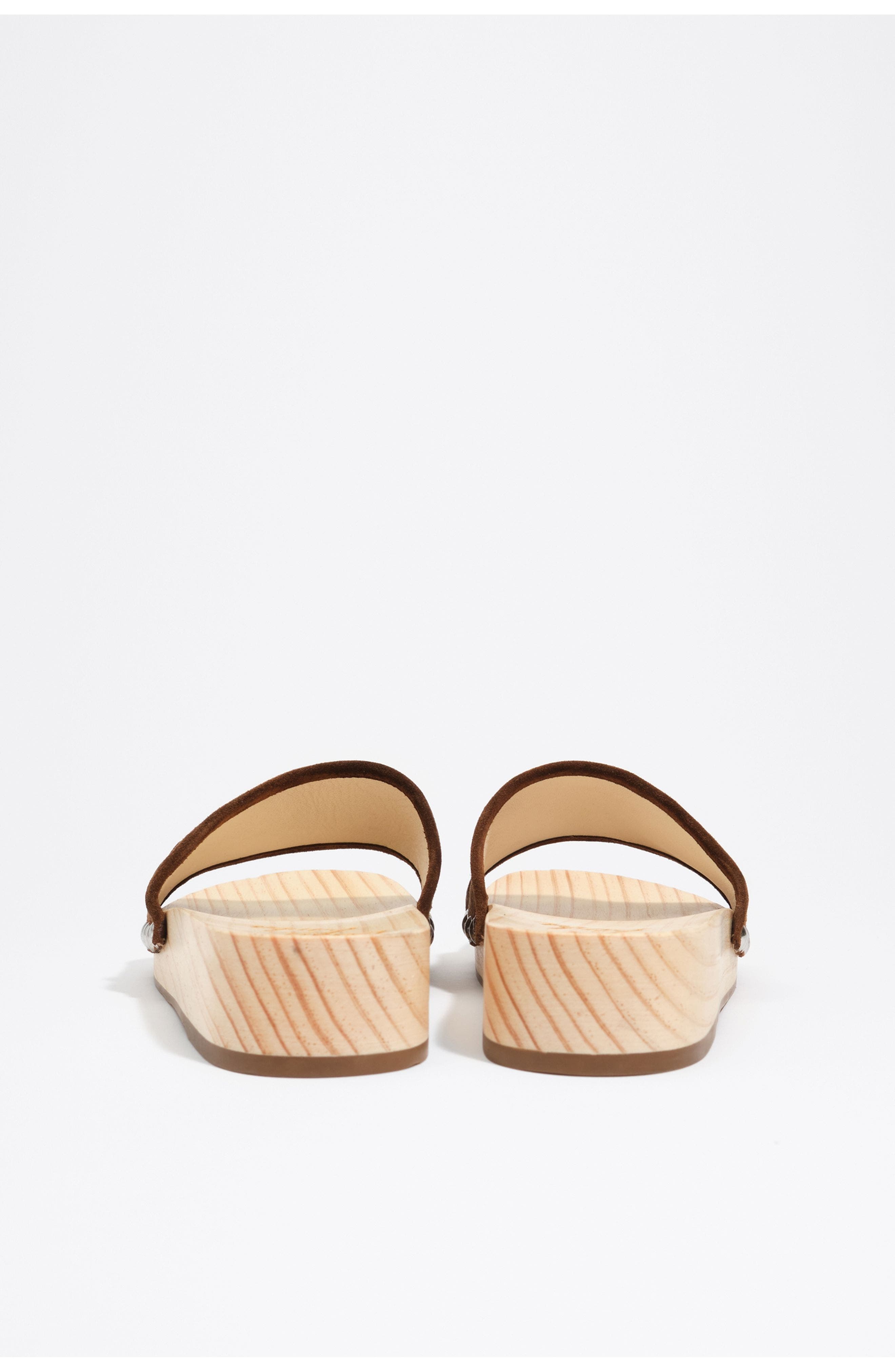 Suede wooden platform sandal, Alternate, color, TOAST