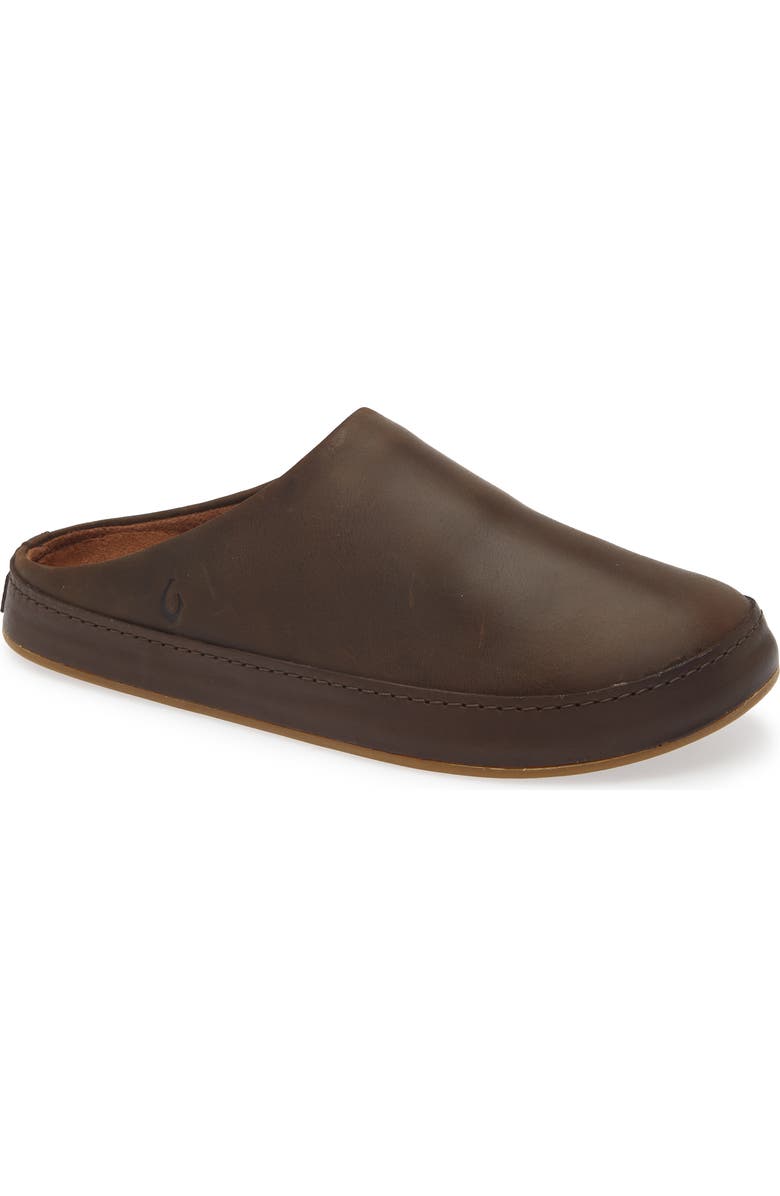 OluKai Ku'u Leather Mule, Main, color, Dark Java/ Dark Java