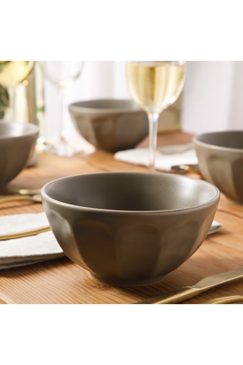 Yuelu Bloom 6.4 Inch Cereal Bowls Set of 4 - Scallop Embossed Soup Bowl Set, Alternate, color, Olive Stone