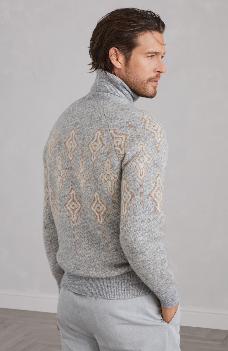 Brunello Cucinelli Geometric Jacquard turtleneck sweater, Alternate, color, 
