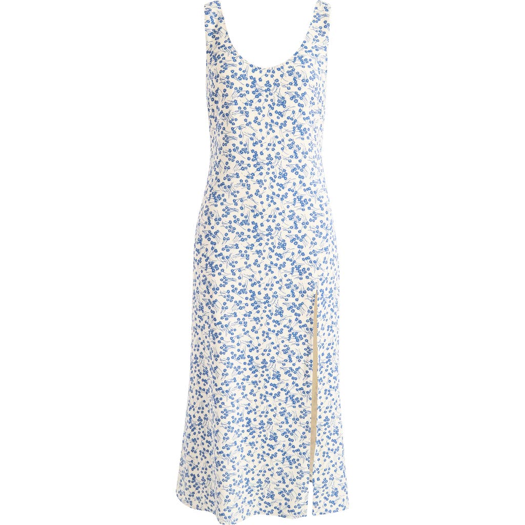 Reformation Vika Floral Side Slit Dress In Santorini