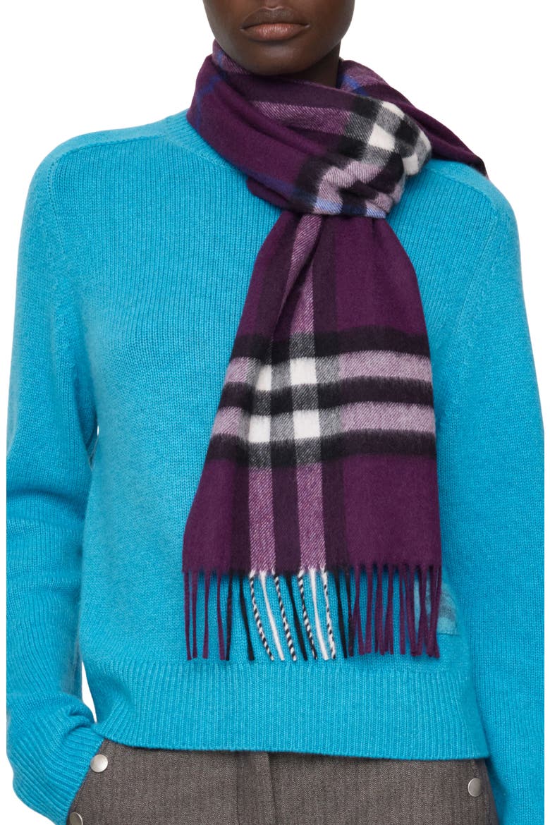 Giant Check Cashmere Scarf, Alternate, color, PANSY PURPLE
