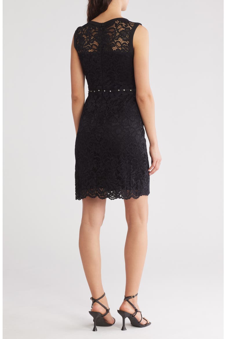 Lace Sheath Minidress, Alternate, color, BLACK