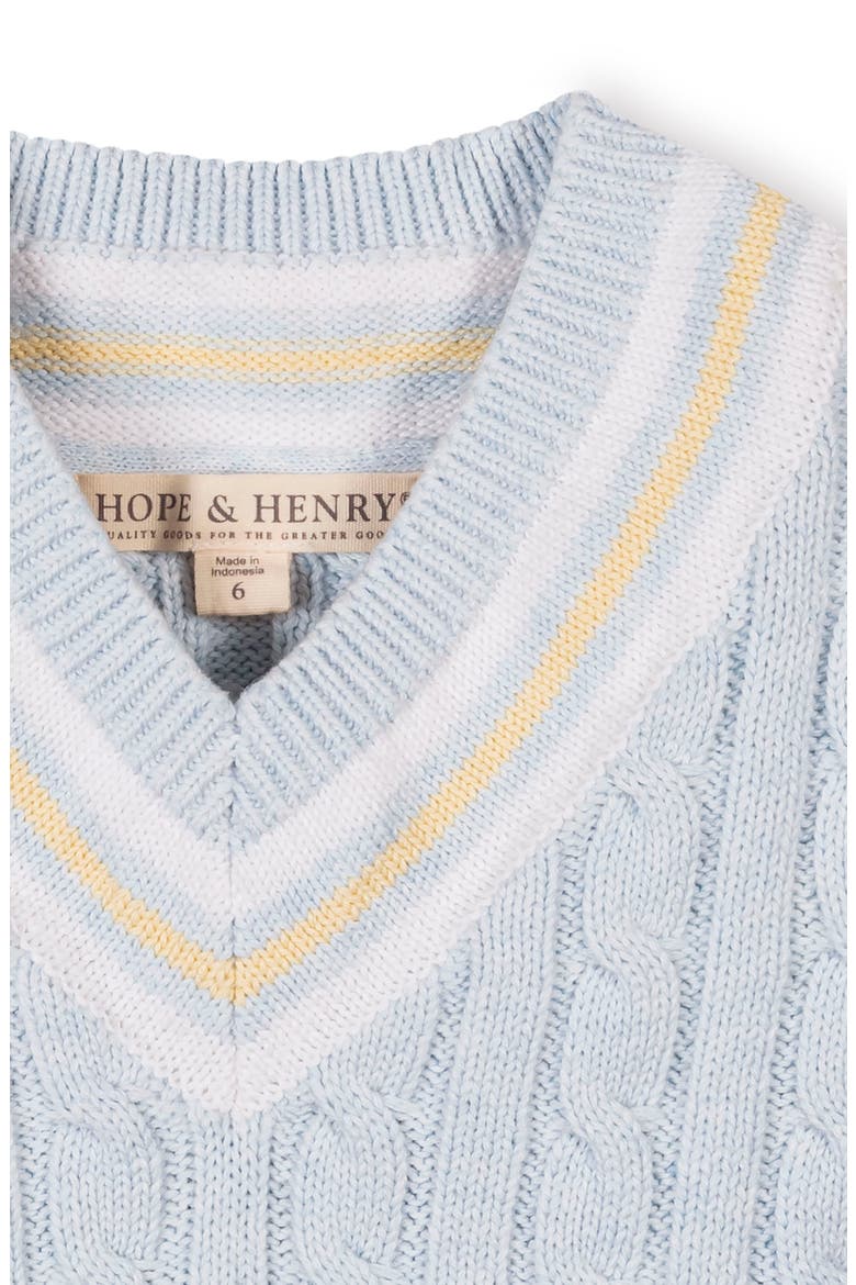 Kids' Organic V-Neck Cricket Sweater Vest, Alternate, color, Light Blue Heather Cable