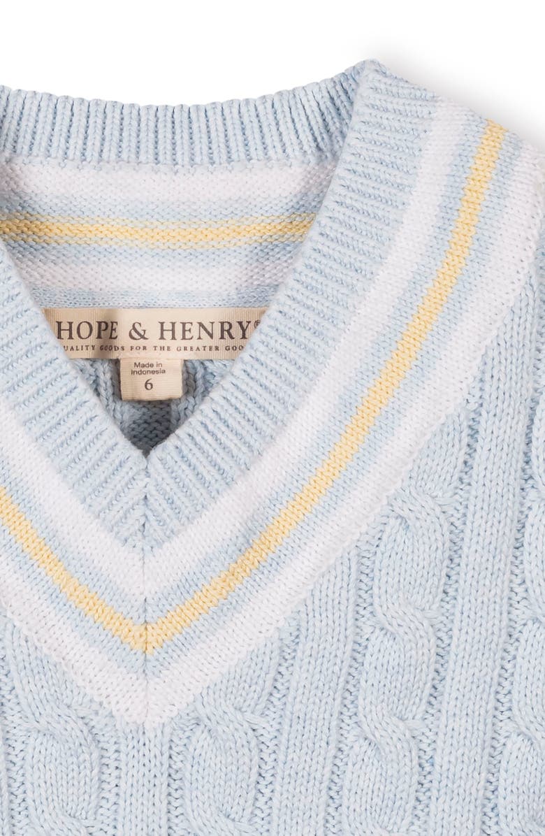 Hope & Henry Kids' Organic V-Neck Cricket Sweater Vest, Alternate, color, Light Blue Heather Cable